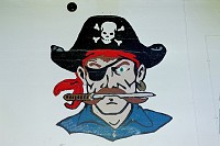  Pirate face on the cafeteria wall