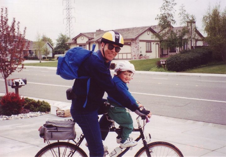 1993_04_08_Gdad+T.jpg - Granddad and Travis off for a bike ride - April 1993