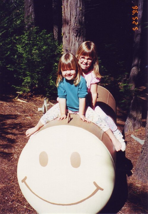 1996_05_25_H&E.jpg - May 25th 1996 - Riding "Champ" at the Cabin