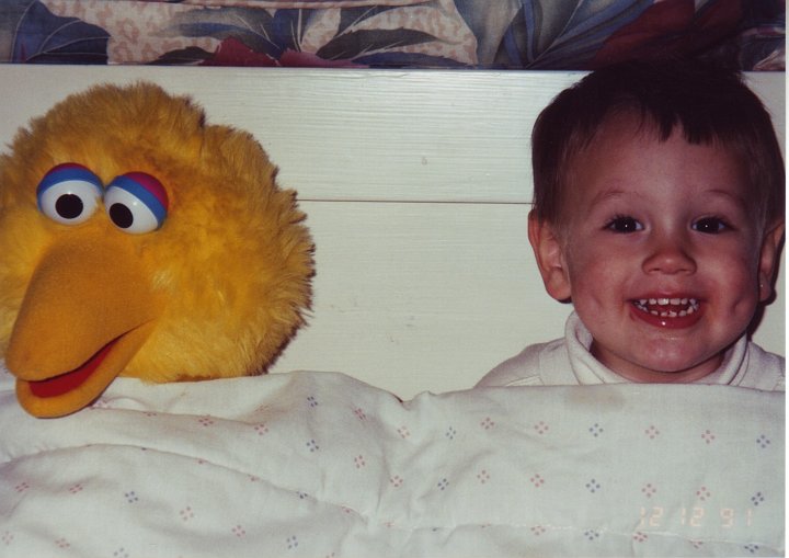 1991_12_12_Thoov2.jpg - Travis with his friend, "Bigbird' - December 12, 1991