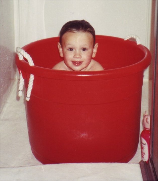 1992_05_23_Thoov1a.jpg - Travis in the "muck bucket" at the Cabin - May 23, 1992